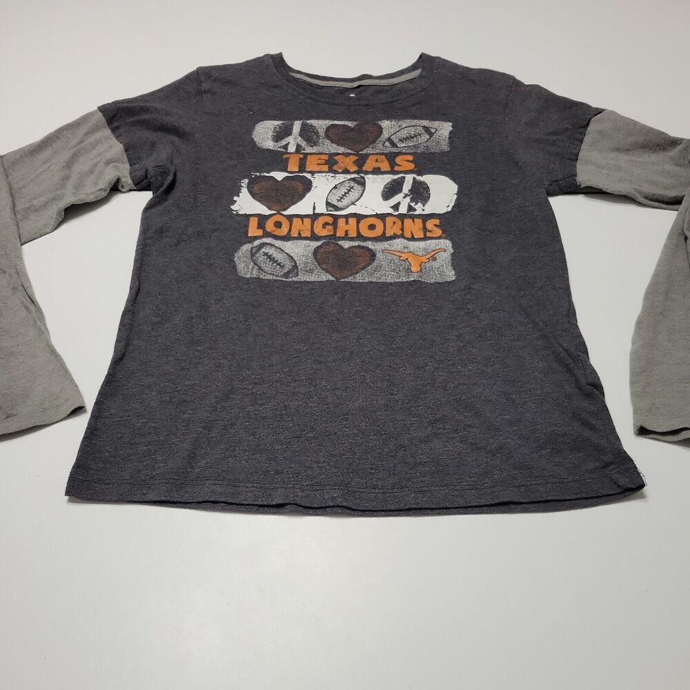 Get Hooked Texas Longhorns Girls XL Graphic Shirt Grey Crew Neck Knights Apparel